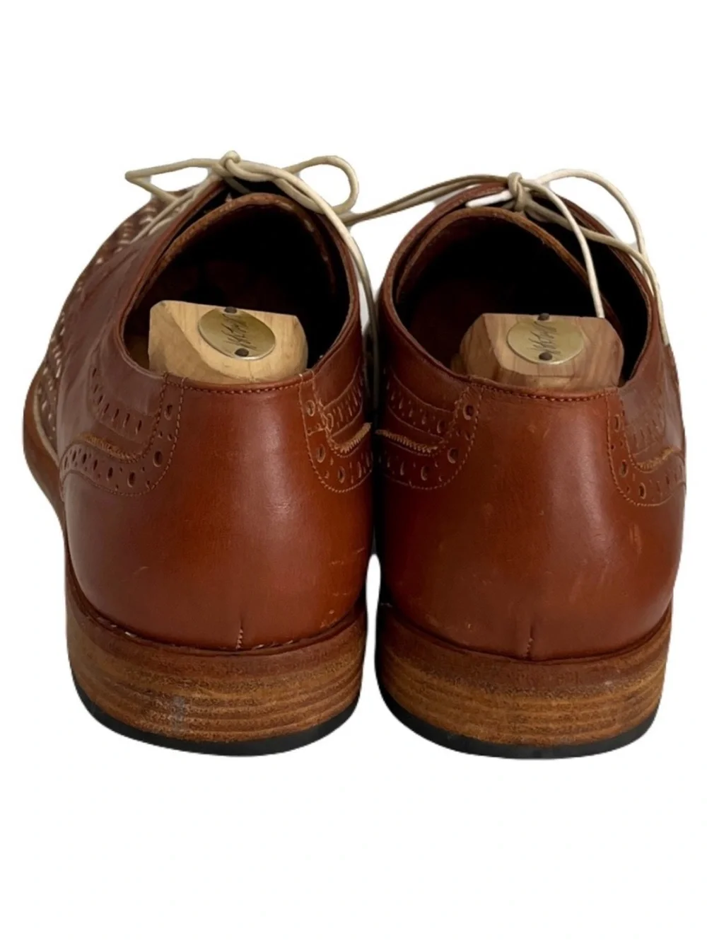 Salvatore Ferragamo Brown and White Woven Leather ‘Bario’ Oxfords, Size 9.5 D